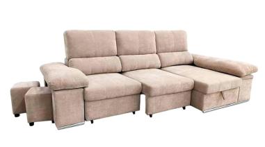 Shaiselongue cama derecha c/arcón gris o beig Nadia
