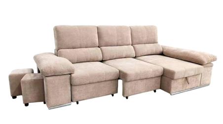 Shaiselongue cama derecha c/arcón gris o beig Nadia