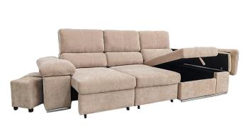 Shaiselongue cama derecha c/arcón gris o beig Nadia