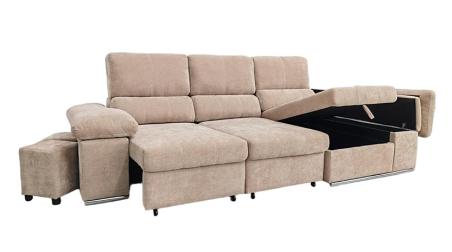 Shaiselongue cama derecha c/arcón gris o beig Nadia