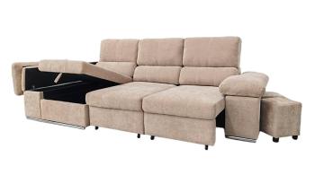 Shaiselongue cama izquierda c/arcón gris o beig Nadia