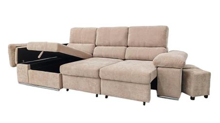 Shaiselongue cama izquierda c/arcón gris o beig Nadia