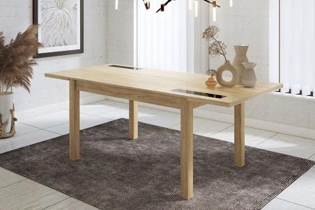 MESA EXTENSIBLE 140CM CRISTAL NEGRO LARA