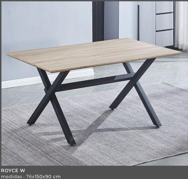 MESA COMEDOR FIJA TAPA MDF CAMBRIA ROYCE W NEGRO EN RELAX MUEBLES