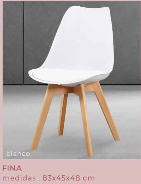 JUEGO DE 4 SILLAS TAP. PU PATA MADERA FINA BLANCO O GRIS EN rELAXmUEBLES.COM