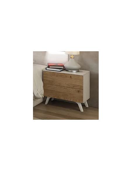 MESITA DE NOCHE 2 CAJONES SOTO con entrega rápida en RelaxMuebles.com