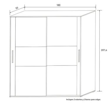 ARMARIO 2P CORREDERA BAENA CAMBRIA-BLANCO EN RELAXMUEBLES.COM