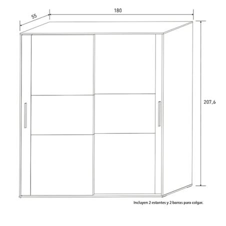 ARMARIO 2P CORREDERA BAENA CAMBRIA-BLANCO EN RELAXMUEBLES.COM