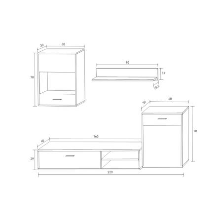 Salón Helena 220 cm. cambria-blanco | Relax Muebles