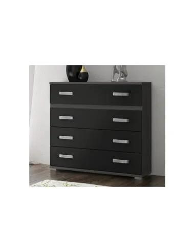 Comodín Rambla 4 cajones ceniza negro en RelaxMuebles.com