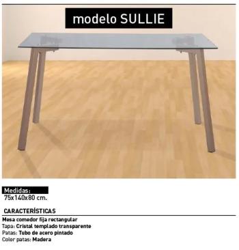 Mesa comedor Sullie pata madera tapa cristal EN RELAXMUEBLES 2