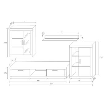 COMPOSICION UNICA LEDS 259CM. FIORDO CAMBRIA-GRAFITO 2
