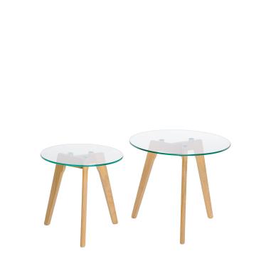 Mesa Centro Abel Cristal/roble | Relax Muebles
