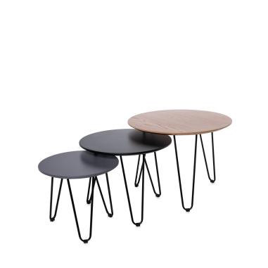 Set Centro Tadeo Roble+negro+gris | Relax Muebles