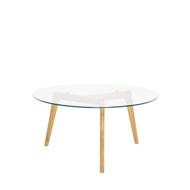 Mesa Centro Patrick Cristal/roble | Relax Muebles