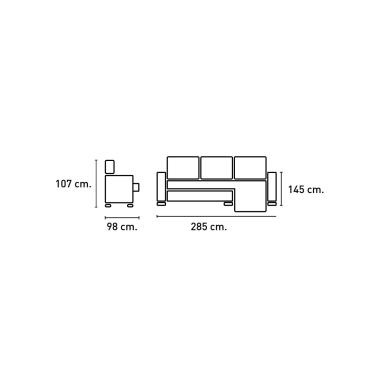 Shaiselongue cama izquierda c/arcón gris o beig Nadia
